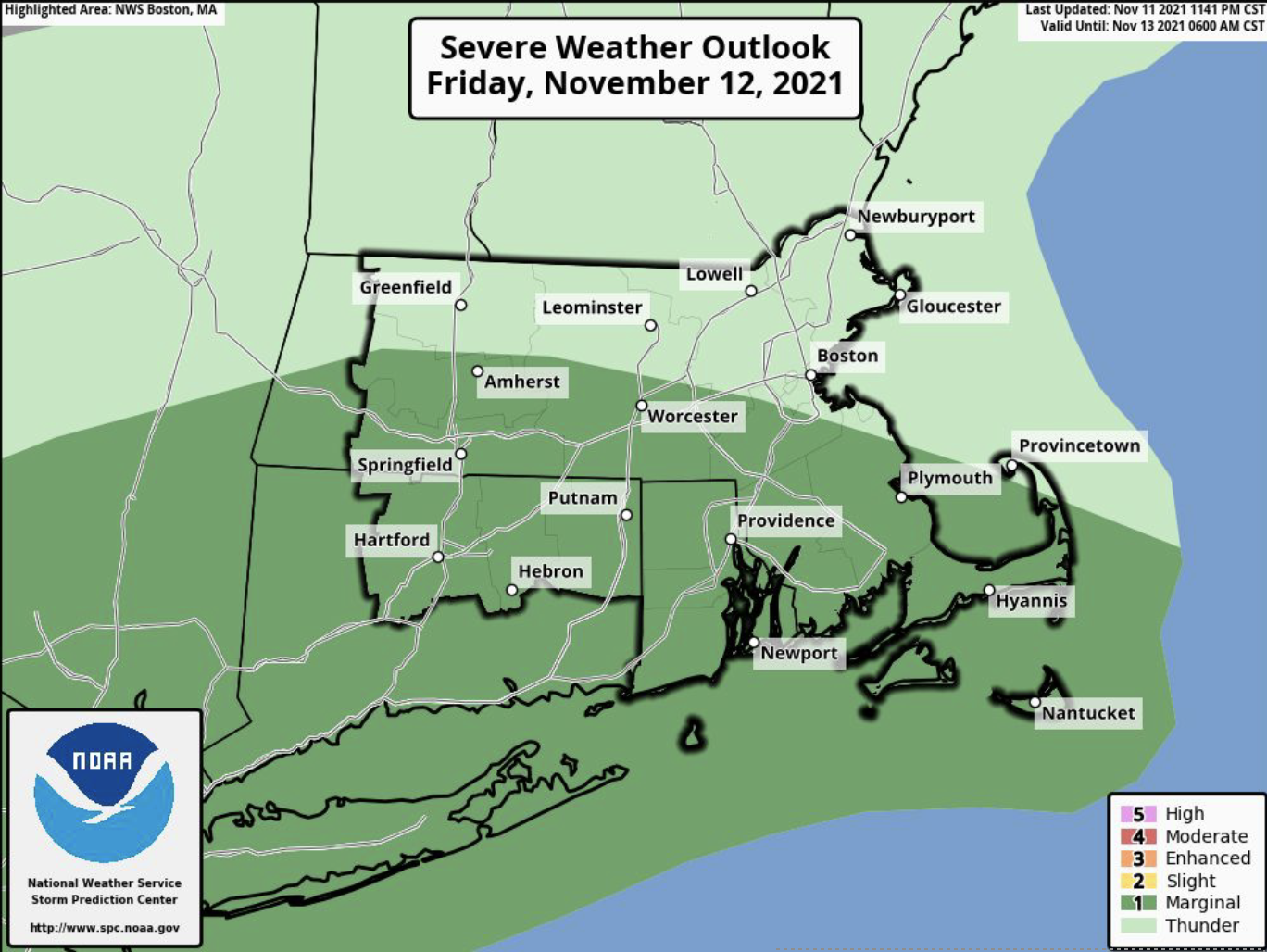 [November 12, 2021] NWS Boston Report Potential Severe Storms Today