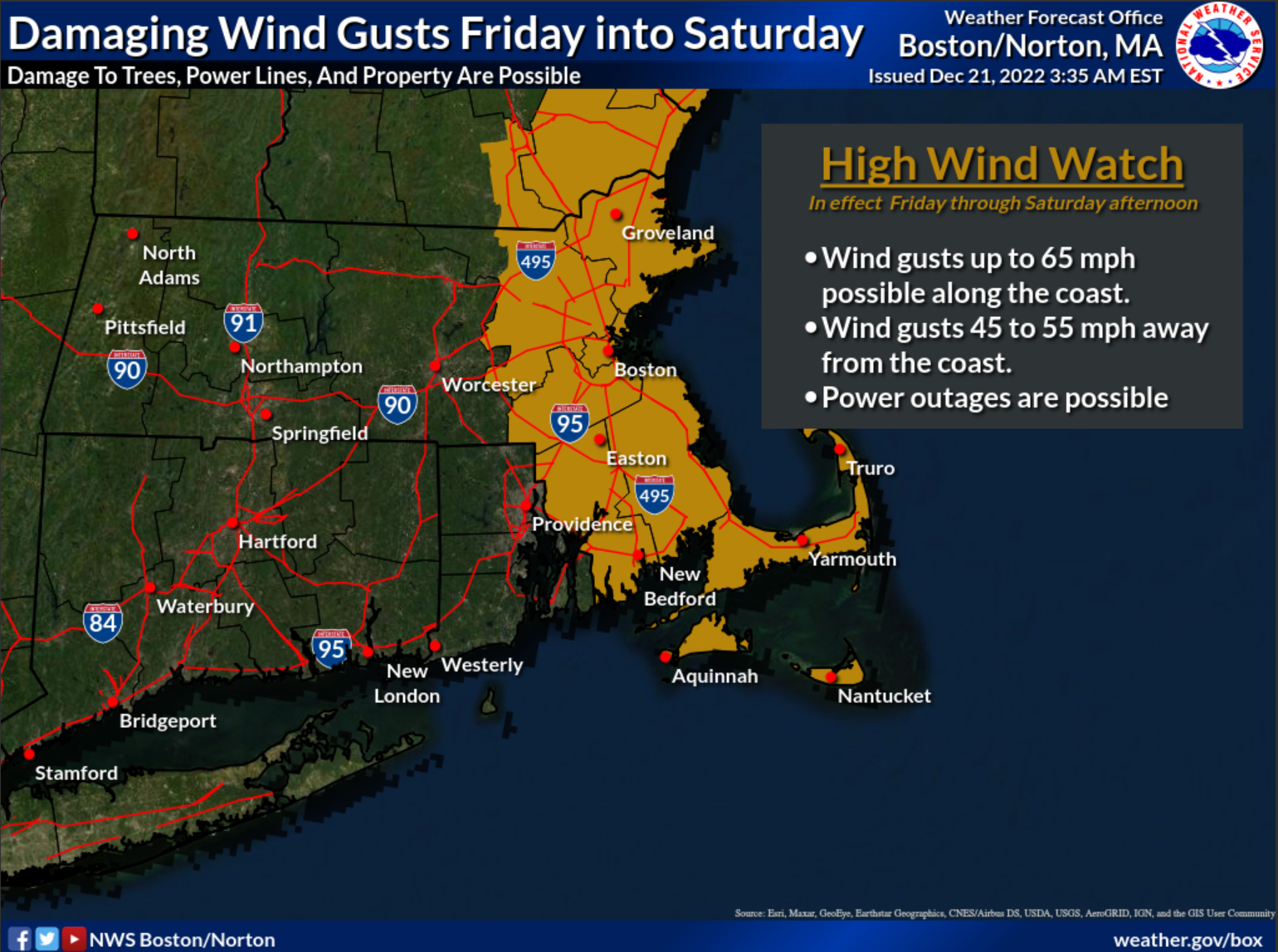 High Wind Watch Issued For All Of Eastern Massachusetts Friday Morning ...